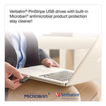 Pinstripe USB 2.0 Flash Drive, 64 GB, Black, 10/Pack