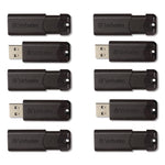 Pinstripe USB 3.2 Flash Drive, 32 GB, Black 10/Pack
