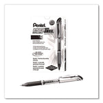 EnerGel Deluxe Gel Pen, Stick, Medium 0.7 mm, Black Ink, Silver/Black Barrel, Dozen