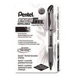 EnerGel Deluxe Gel Pen, Stick, Medium 0.7 mm, Black Ink, Silver/Black Barrel, Dozen