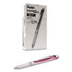 EnerGel RTX Deluxe Gel Pen, Retractable, Medium 0.7 mm, Black Ink, Pearl/Translucent Pink Barrel, Dozen