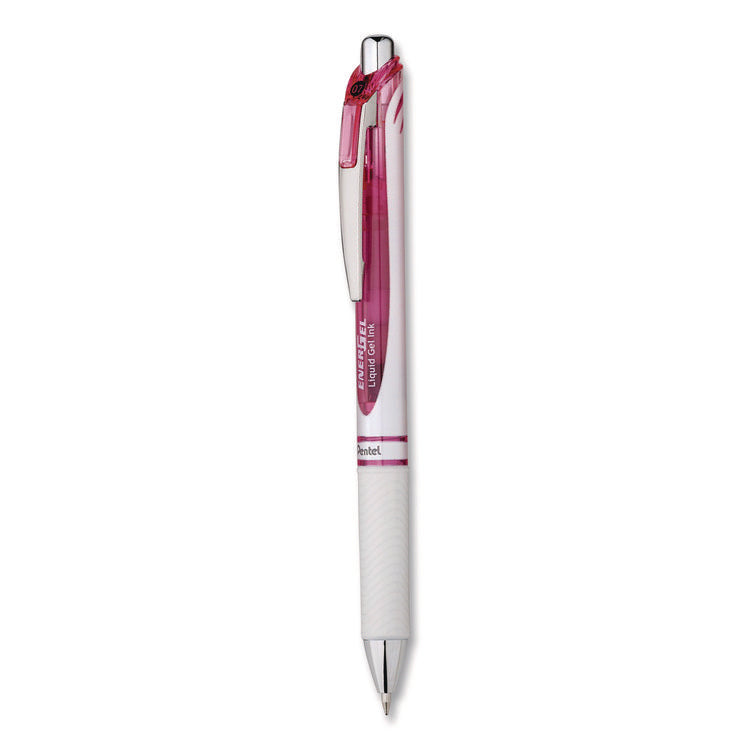 EnerGel RTX Deluxe Gel Pen, Retractable, Medium 0.7 mm, Black Ink, Pearl/Translucent Pink Barrel, Dozen