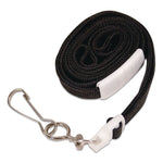 Deluxe Safety Lanyards, Metal J-Hook Style, 36" Long, Black, 24/Box
