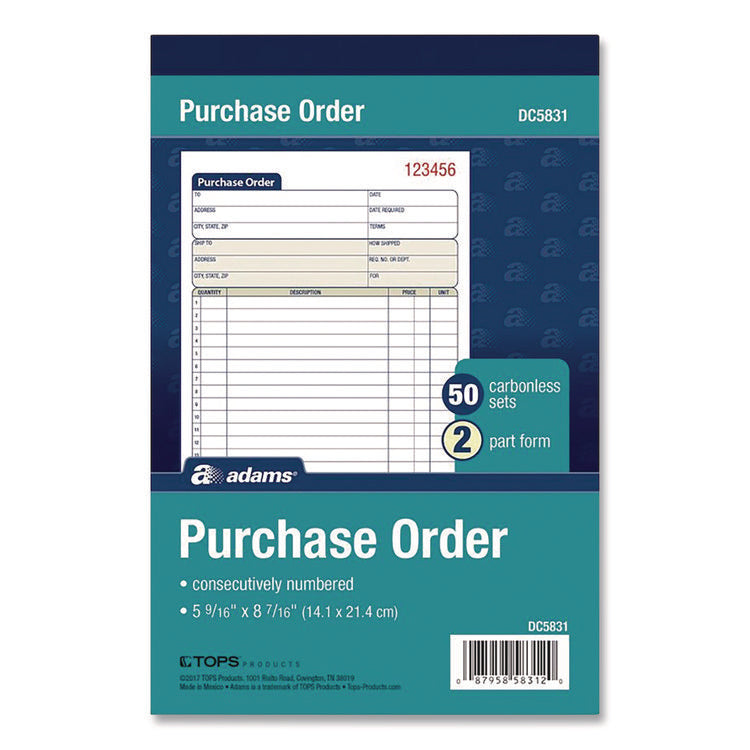 Multipart Purchase Order Pad, Two-Part Carbonless, 5.56 x 7.94, 50 Forms Total