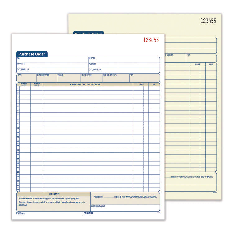 Multipart Purchase Order Pad, Two-Part Carbonless, 8.38 x 10.19, 50 Forms Total