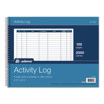 Activity Logbook, 8 Columns, Blue/White Cover, 11 x 8.5 Sheets, 50 Sheets/Book