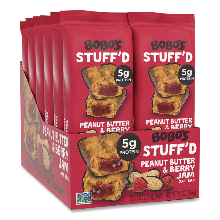 Stuff'd Gluten-Free Peanut Butter and Berry Jam Oat Bar, 2.5 oz Bar, 12/Box