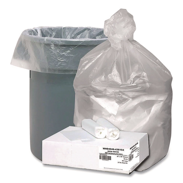 Global Ultra Plus Industrial Trash Bag, 45 gal,16 mic, 40 x 48, Natural, 80/Carton