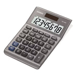 MS80B 8-Digit Battery and Solar Basic Calculator, LCD, Silver