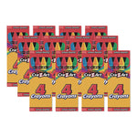Crayons, 4 Assorted Colors, 4/Box, 12 Boxes/Pack