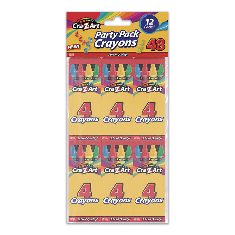 Crayons, 4 Assorted Colors, 4/Box, 12 Boxes/Pack