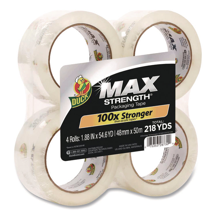 Max Packing Tape, 3" Core, 1.88" x 54.6 yds, Crystal Clear, 4 Rolls/Pack