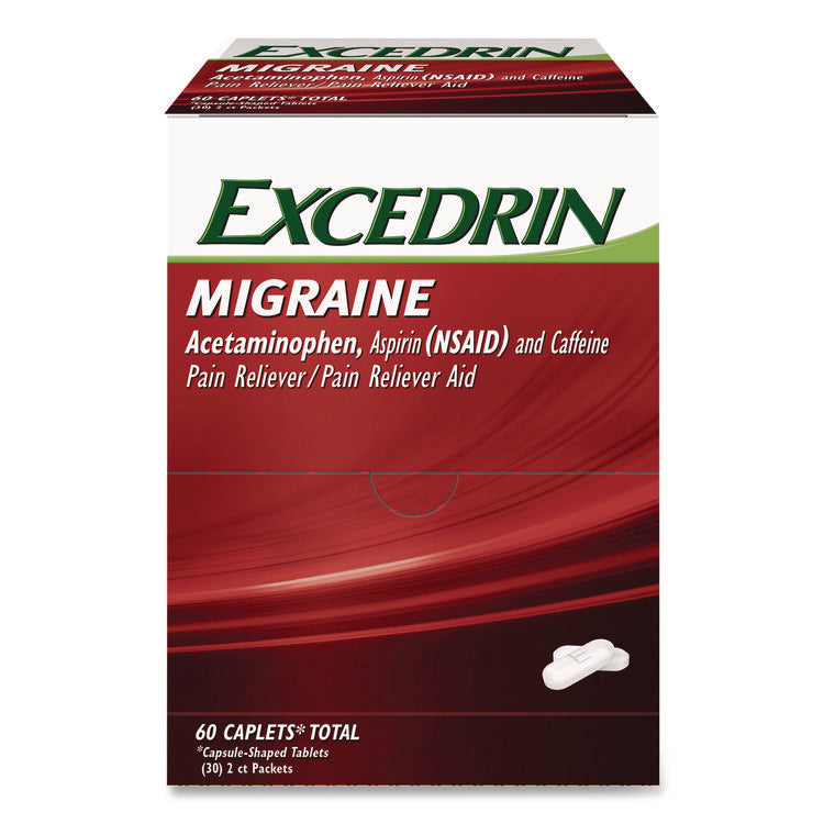 Migraine Caplets, 2 Tablets/Packet, 30 Packets/Box