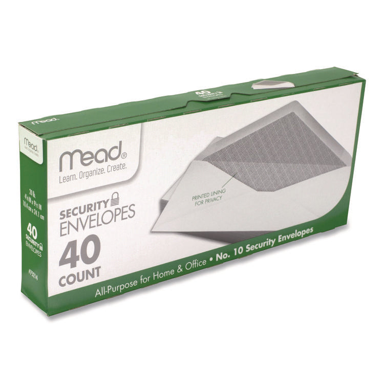 Security Tint Business Envelopes, #10, Monarch Flap, Gummed Closure, 4.13 x 9.5, White, 40/Pack