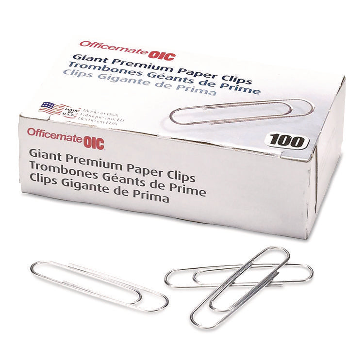 Premium Jumbo Paper Clips, Jumbo, Smooth, Silver, 100/Box, 10 Boxes/Pack