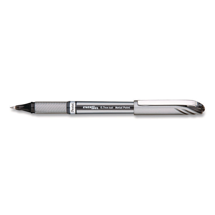 EnerGel NV Gel Pen, Stick, Medium 0.7 mm, Black Ink, Gray/Black Barrel