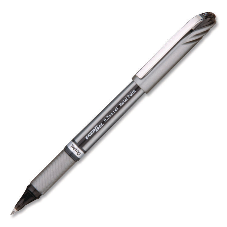 EnerGel NV Gel Pen, Stick, Medium 0.7 mm, Black Ink, Gray/Black Barrel
