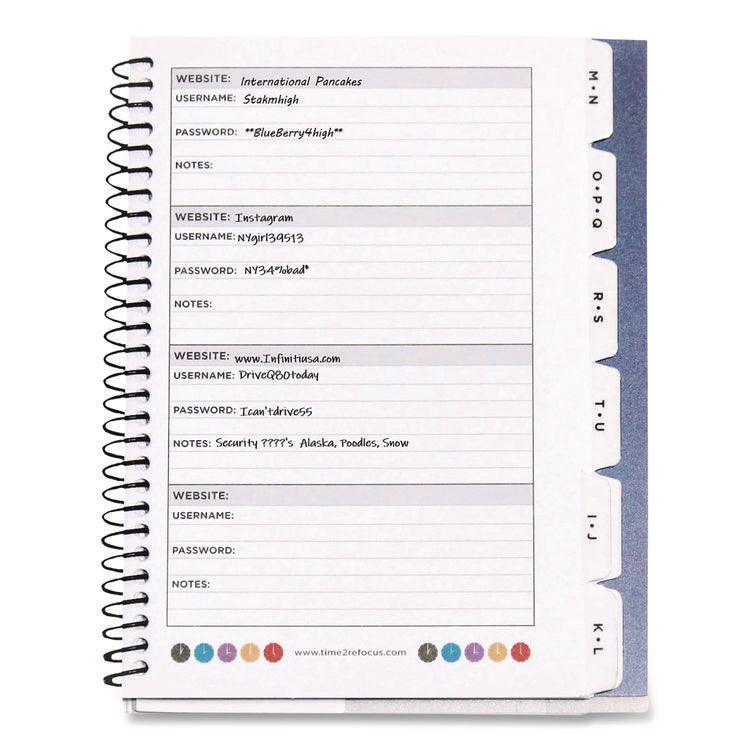 Small/Mini Password Log Book, User-Name/Password Format, Black Cover, (60) 7 x 5.5 Sheets