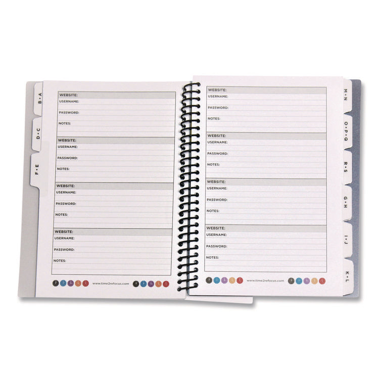 Small/Mini Password Log Book, User-Name/Password Format, Black Cover, (60) 7 x 5.5 Sheets