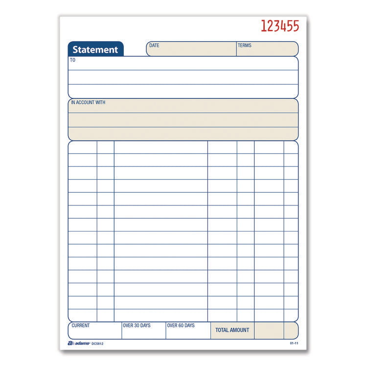 Multipart Statement Pad, Two-Part Carbonless, 5.56 x 7.94, 50 Sets/Pad, 3 Pads/PK