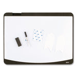 Tack/Write Dry Erase Marker Board, 25.5" x 17.5", Black/White Surface, Black Plastic Frame