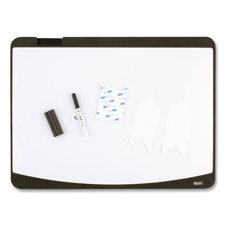 Tack/Write Dry Erase Marker Board, 25.5" x 17.5", Black/White Surface, Black Plastic Frame