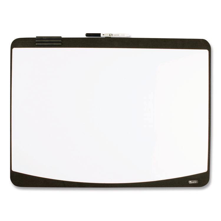Tack/Write Dry Erase Marker Board, 25.5" x 17.5", Black/White Surface, Black Plastic Frame