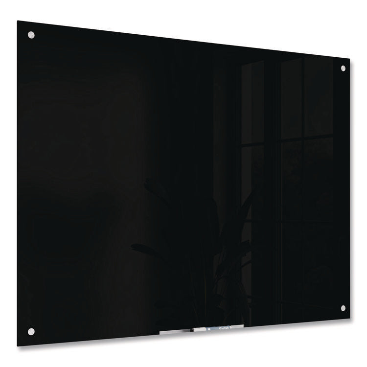 Black Glass Dry Erase Board, 48" x 36" (Actual Size: 47" x 35"), Black Surface