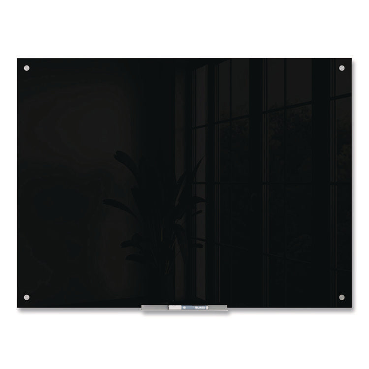 Black Glass Dry Erase Board, 48" x 36" (Actual Size: 47" x 35"), Black Surface