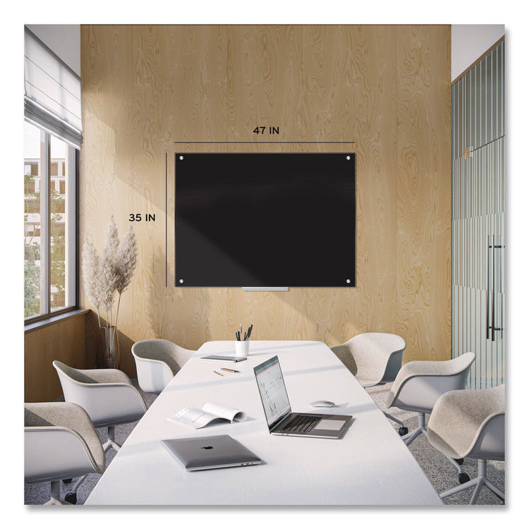 Black Glass Dry Erase Board, 48" x 36" (Actual Size: 47" x 35"), Black Surface