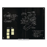 Black Glass Dry Erase Board, 48" x 36" (Actual Size: 47" x 35"), Black Surface