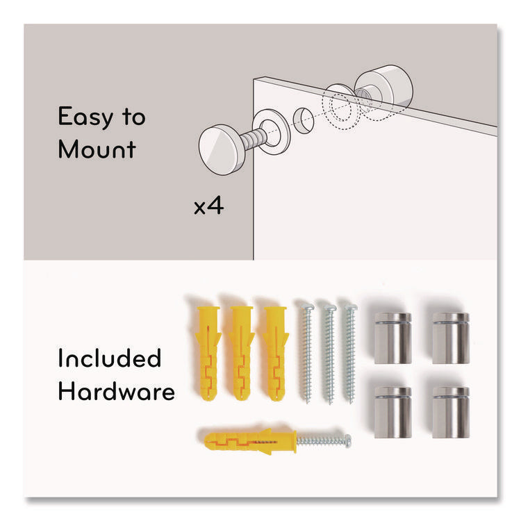 Black Glass Dry Erase Board, 48" x 36" (Actual Size: 47" x 35"), Black Surface