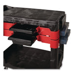 Two-Shelf Trades Cart, Plastic, 2 Shelves, 2 Drawers, 330 lb Capacity, 19.25" x 38" x 33.38", Black