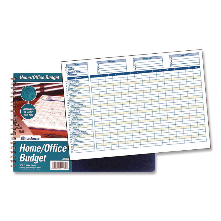 Home/Office Weekly/Monthly Budget Book, Two-Page Spread: 15 Columns, Royal Blue Cover, 7 x 10 Sheets, 32 Sheets/Book
