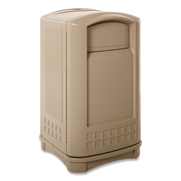 Plaza Indoor/Outdoor Waste Container, 50 gal, Plastic, Beige