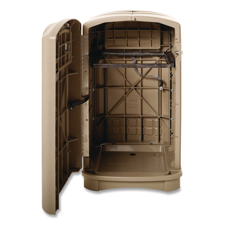 Plaza Indoor/Outdoor Waste Container, 50 gal, Plastic, Beige