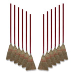 Corn Fiber Lobby/toy Broom, Corn Fiber Bristles, 39" Overall Length, Red, 12/carton