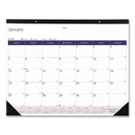 DuraGlobe Monthly Desk Pad Calendar, 22 x 17, White/Blue/Gray Sheets, Black Binding/Corners, 12-Month (Jan to Dec): 2025