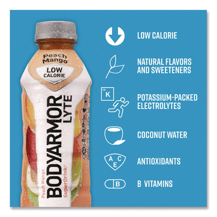 LYTE Sports Drink, Peach Mango, 16 oz Bottle, 12/Pack