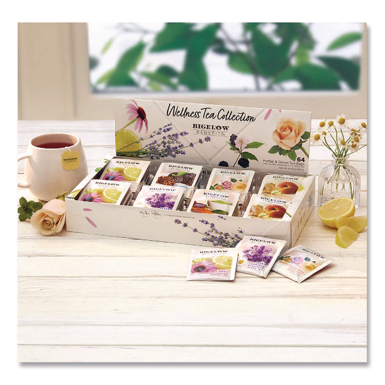 Benefits Wellness Tea Bags, Assorted Flavors, 64/Box