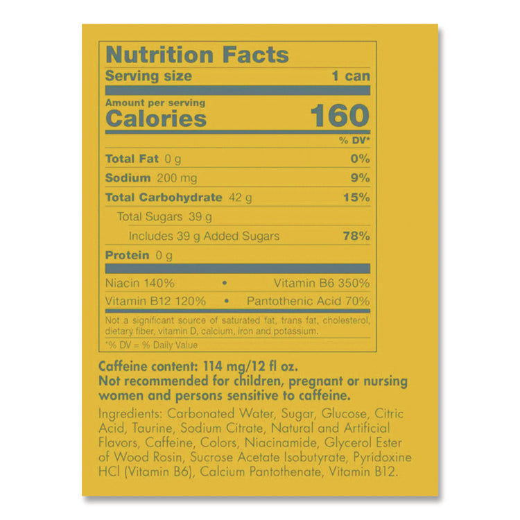 The Yellow Edition Tropical Energy Drink, Tropical Punch, 8.4 oz Can, 24/Carton