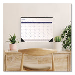 DuraGlobe Monthly Desk Pad Calendar, 22 x 17, White/Blue/Gray Sheets, Black Binding/Corners, 12-Month (Jan to Dec): 2025