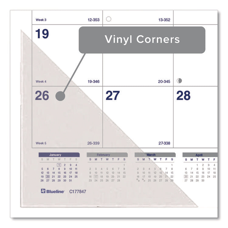 Net Zero Carbon Monthly Desk Pad Calendar, 22 x 17, White/Gray/Blue Sheets, Black Binding, 12-Month (Jan to Dec): 2025