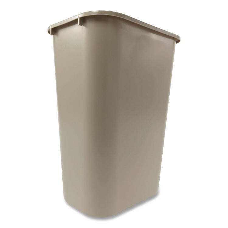 Deskside Plastic Wastebasket, 10.25 gal, Plastic, Beige