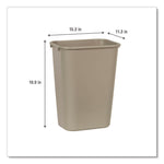 Deskside Plastic Wastebasket, 10.25 gal, Plastic, Beige