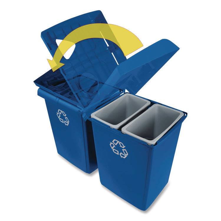 Glutton Recycling Station, Four-Stream, 92 gal, Plastic, Blue