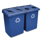 Glutton Recycling Station, Four-Stream, 92 gal, Plastic, Blue