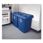 Glutton Recycling Station, Four-Stream, 92 gal, Plastic, Blue