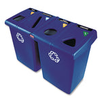 Glutton Recycling Station, Four-Stream, 92 gal, Plastic, Blue