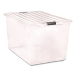 132 Qt. Latch Lid Storage Box, 20.9" x 28.8" x 17.8", Clear/Black